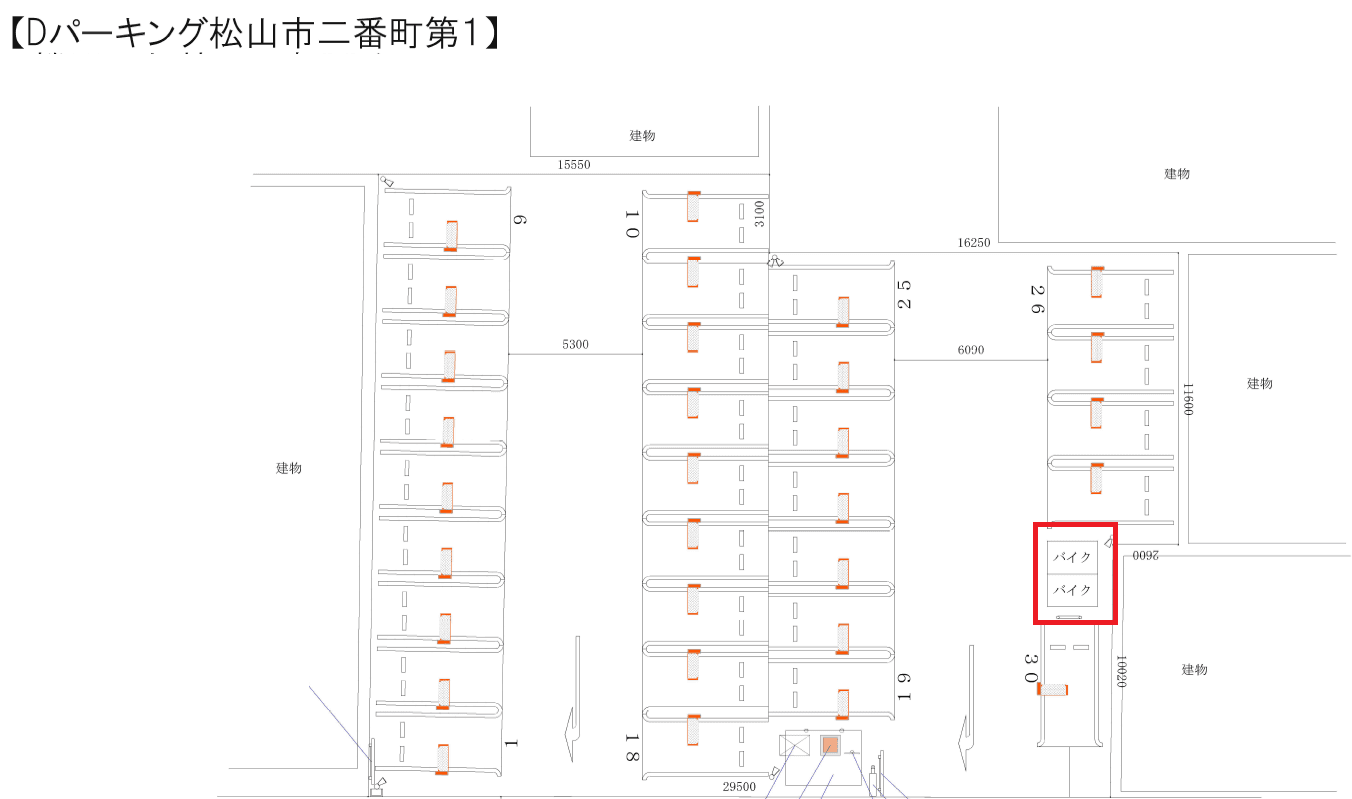 【バイク】松山市二番町第1の駐車配置図