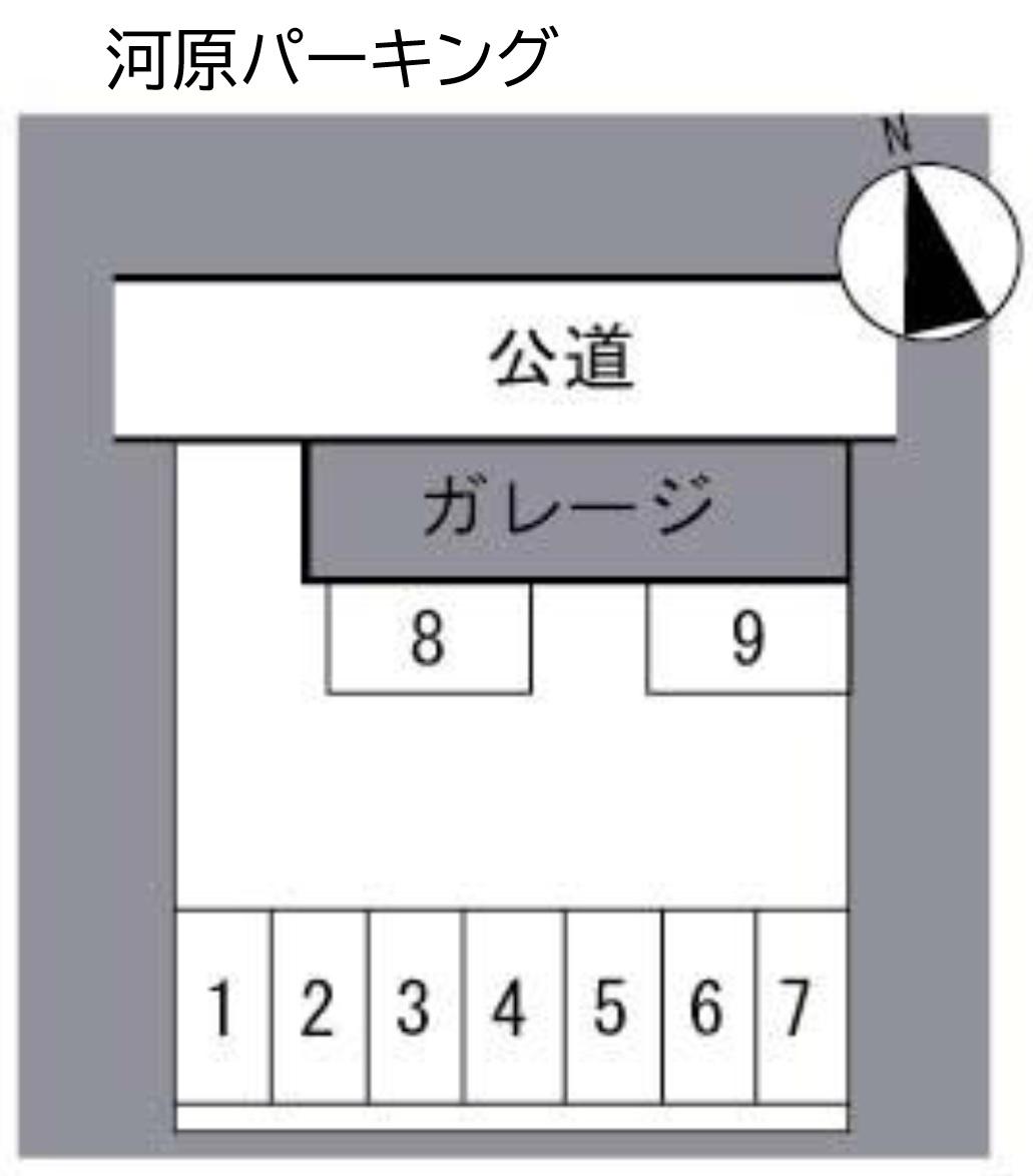 河原パーキングの駐車配置図
