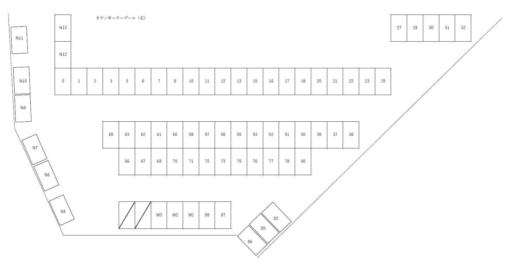 カヤノモータープール(北)の駐車配置図