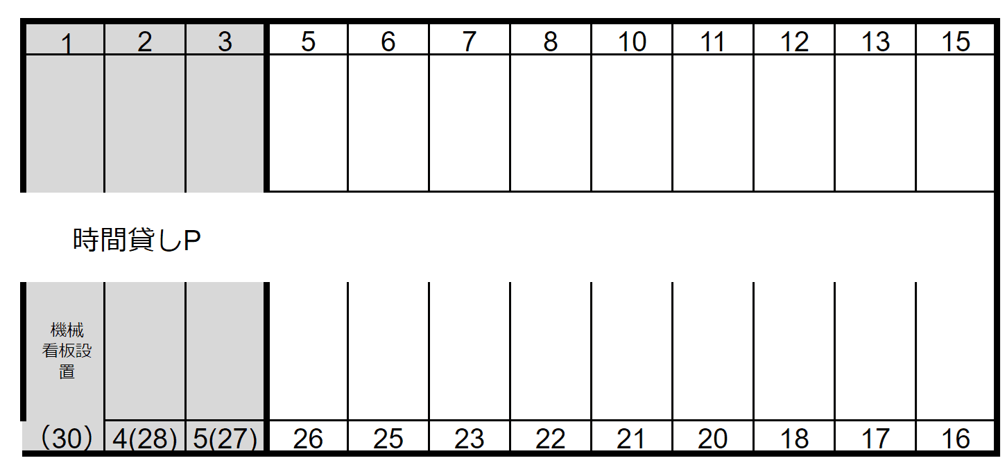 庄兵衛ガレージの駐車配置図