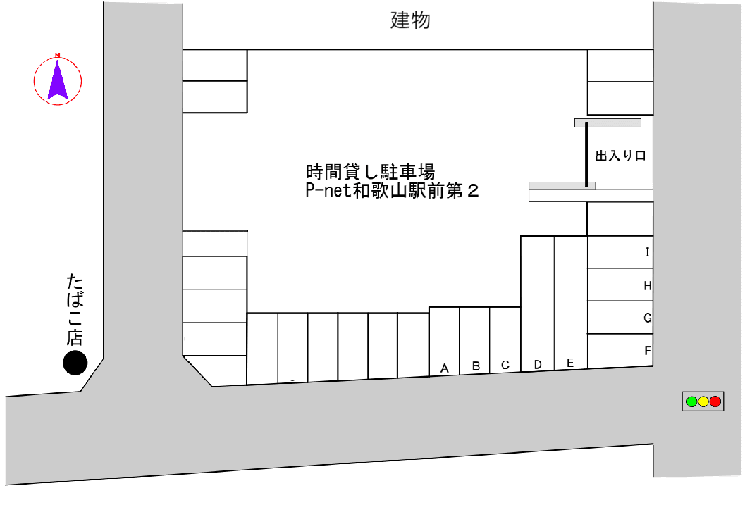 和歌山市黒田(P-net和歌山駅前第2・B)の駐車配置図