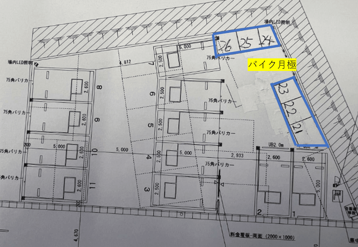 アイパーク駐車場 南新宿駅前第1バイク月極の駐車配置図