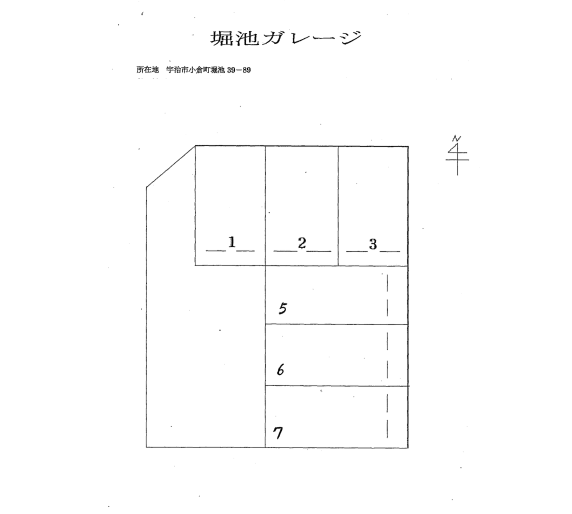 堀池ガレージの駐車配置図
