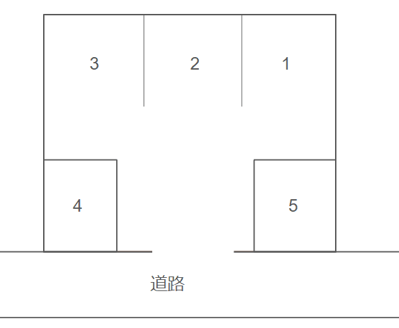濱口ガレージの駐車配置図
