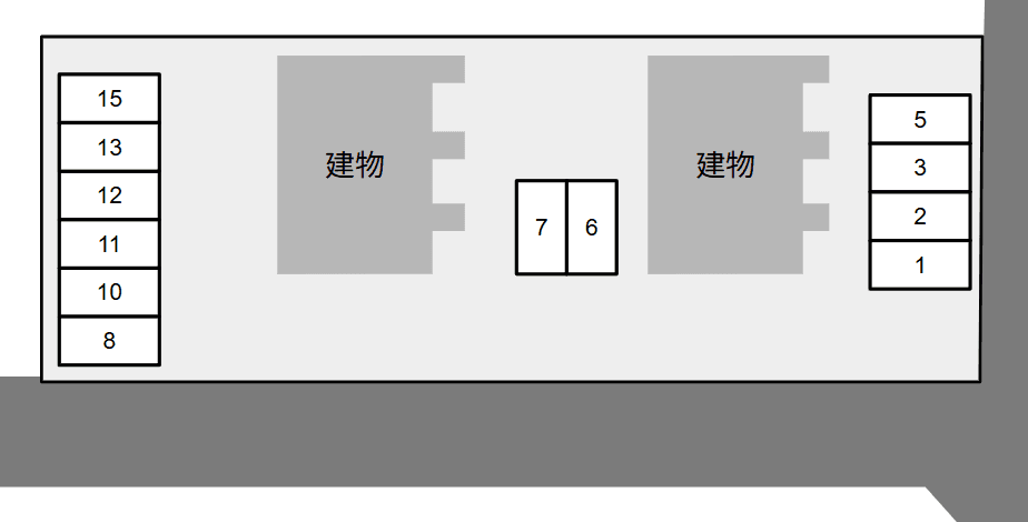 サンライズ・アサカⅡA・B別駐車場の駐車配置図