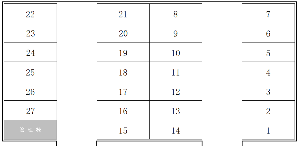 若江西新町駐車場の駐車配置図