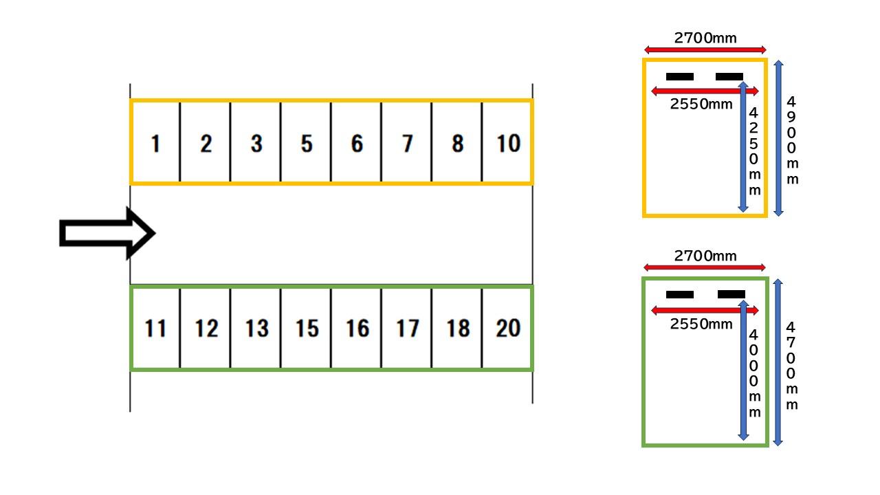 三馬1丁目Tパーキングの駐車配置図