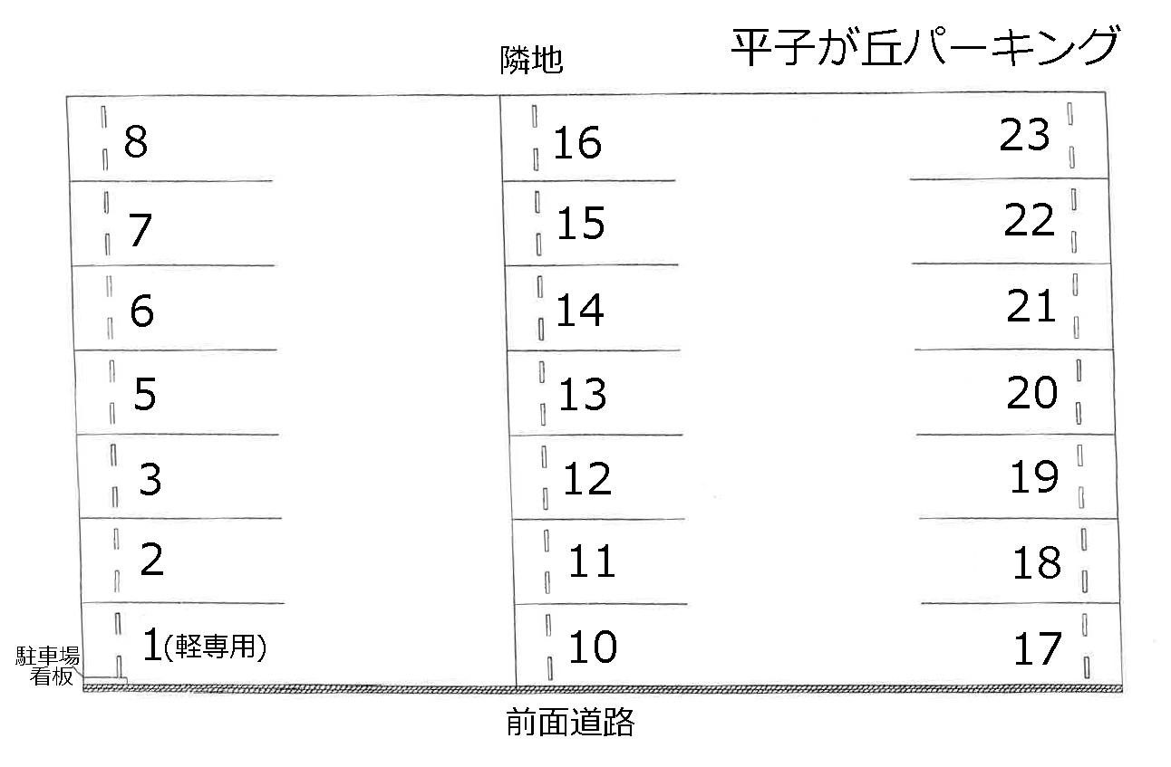 平子が丘パーキングの駐車配置図