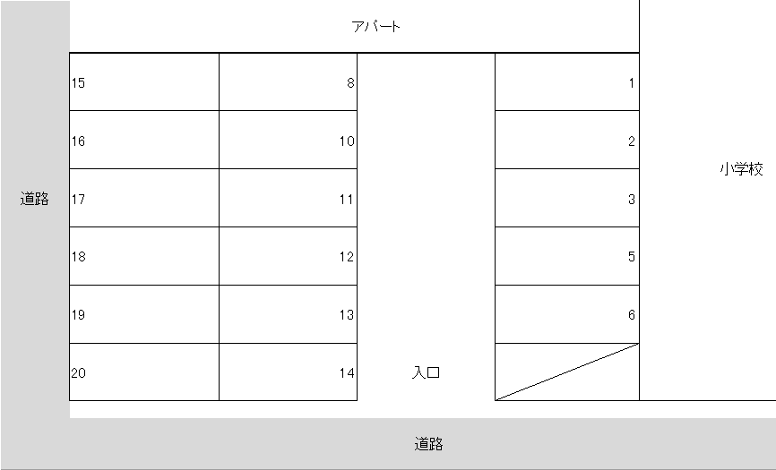 北越谷第8月極駐車場の駐車配置図