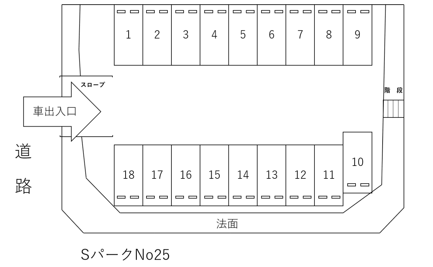 SパークNo.25B(田尻一丁目)の駐車配置図