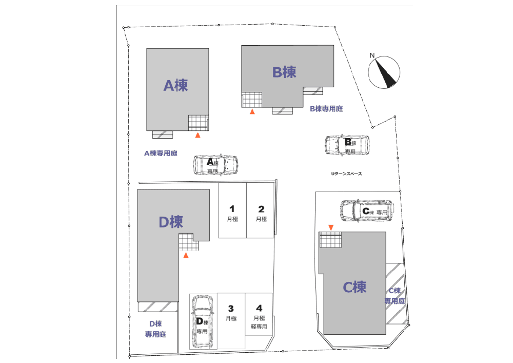 北八朔町第1駐車場の駐車配置図