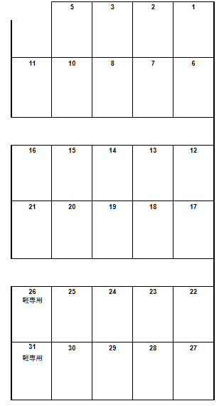 第1藤原ガレージの駐車配置図