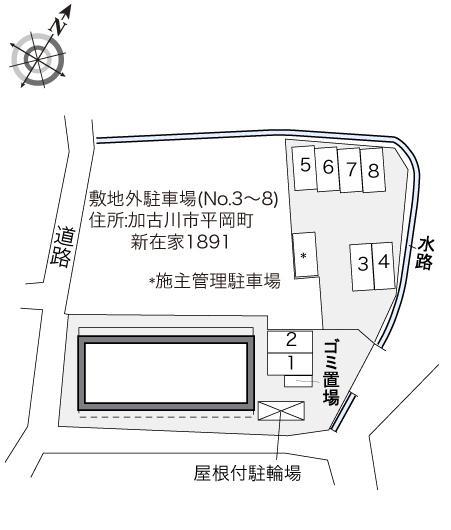 エムズコート(29109) 敷地外駐車場の駐車配置図