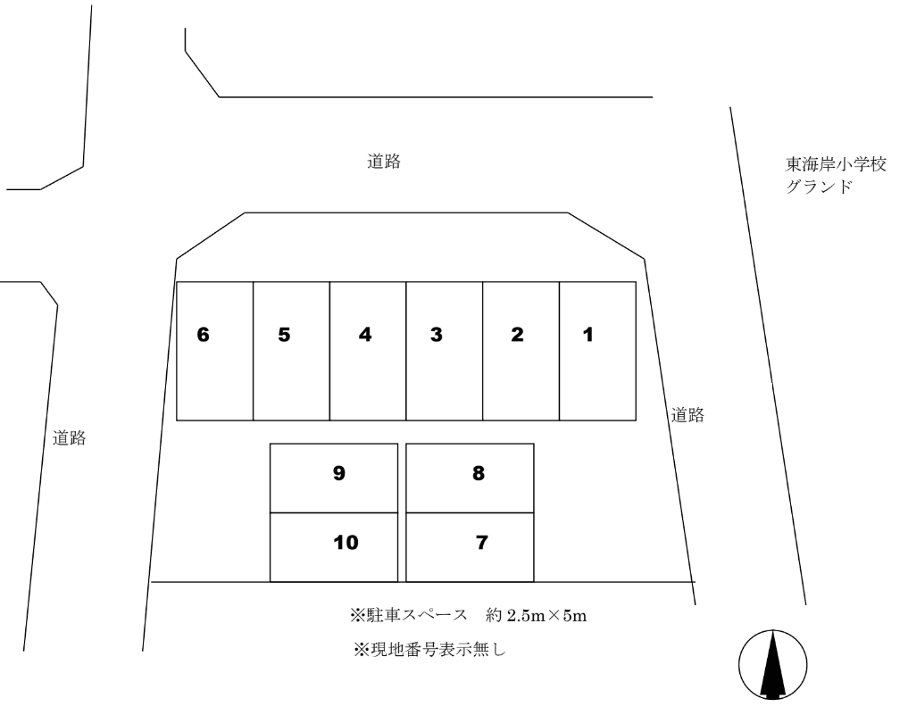 東海岸南駐車場の駐車配置図