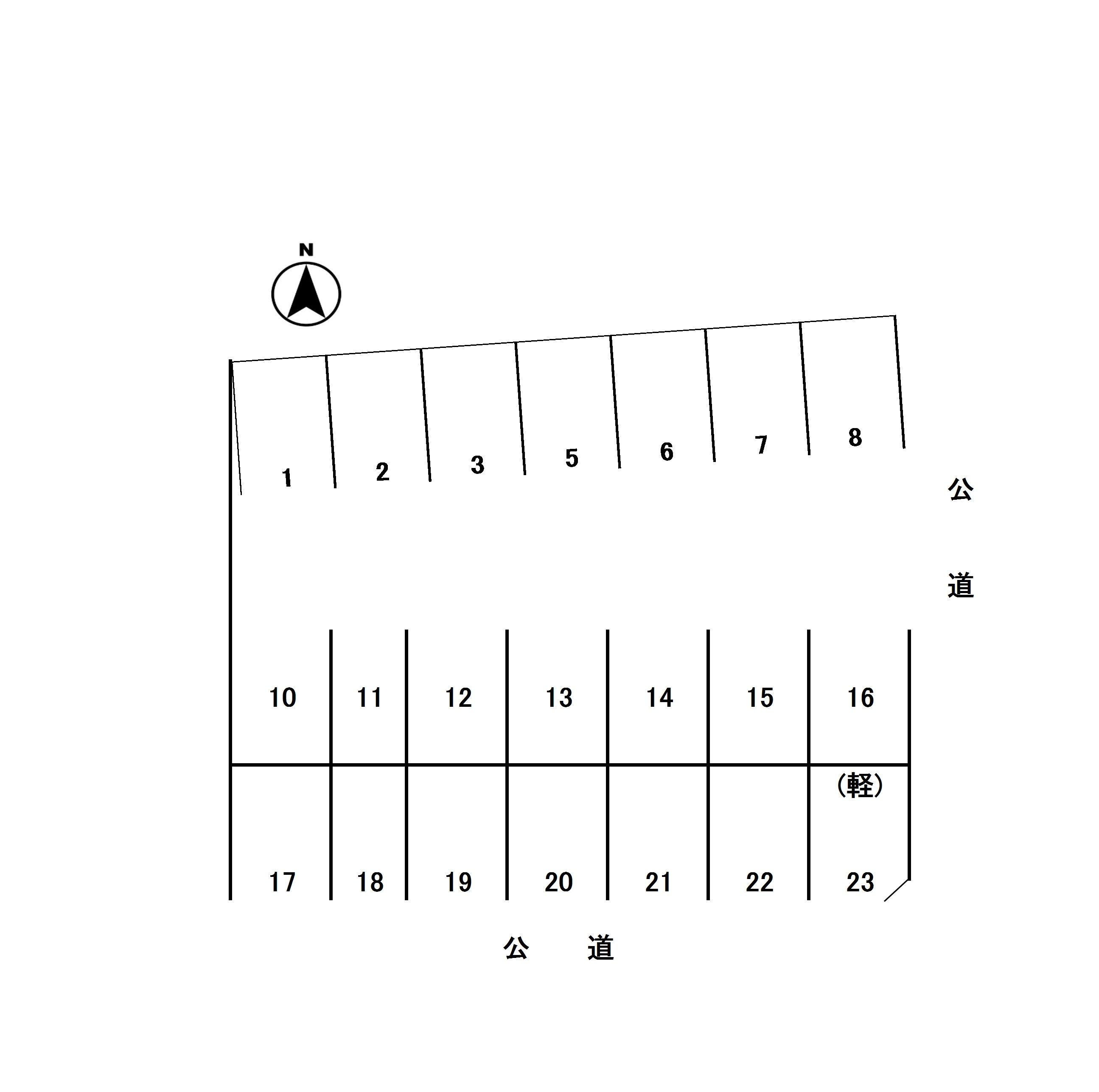小島駐車場(堤下)の駐車配置図