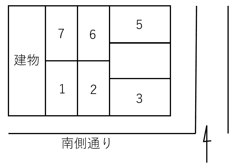 川口市芝新町駐車場(サンハイツ平成)の駐車配置図
