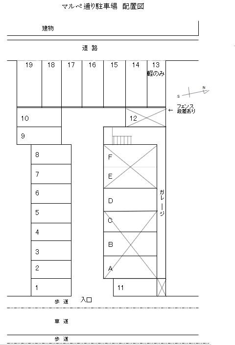 マルペ通り駐車場の駐車配置図