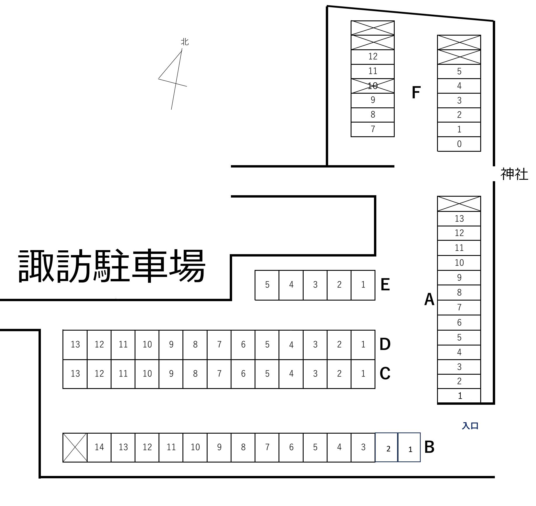 諏訪駐車場の駐車配置図