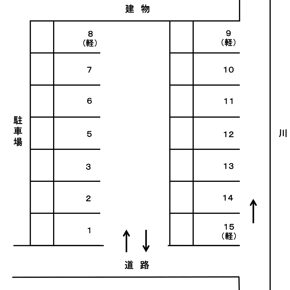 Tパーキングの駐車配置図