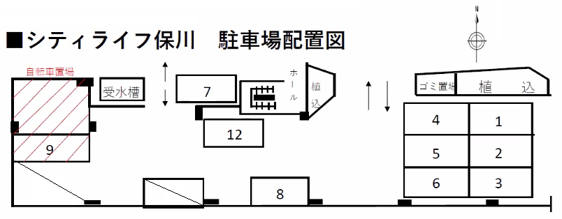 シティライフ保川駐車場の駐車配置図