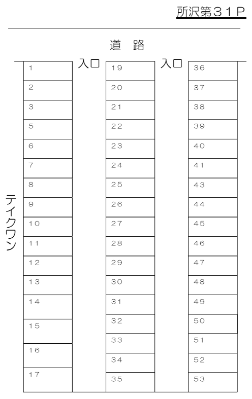 所沢第31Pの駐車配置図
