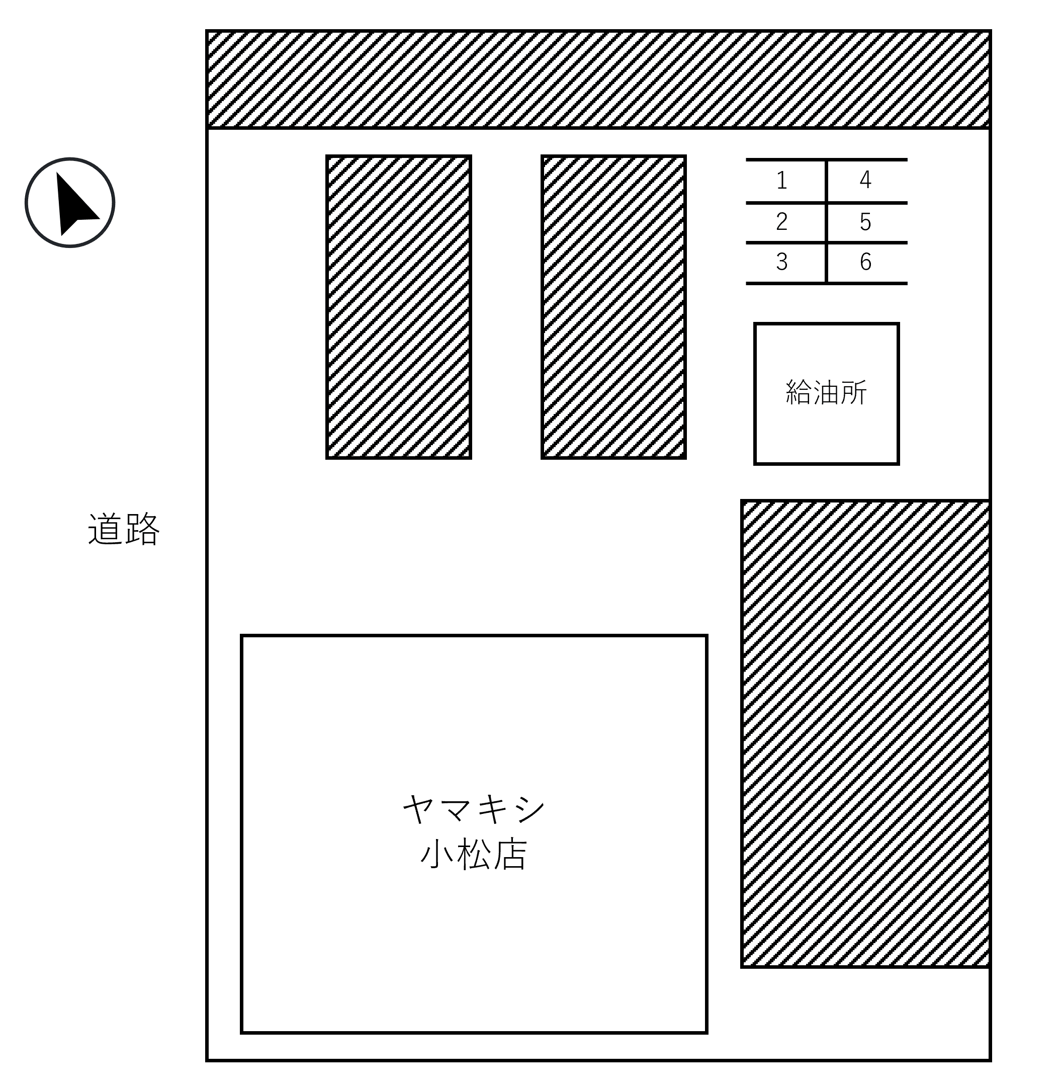 ヤマキシ小松店の駐車配置図