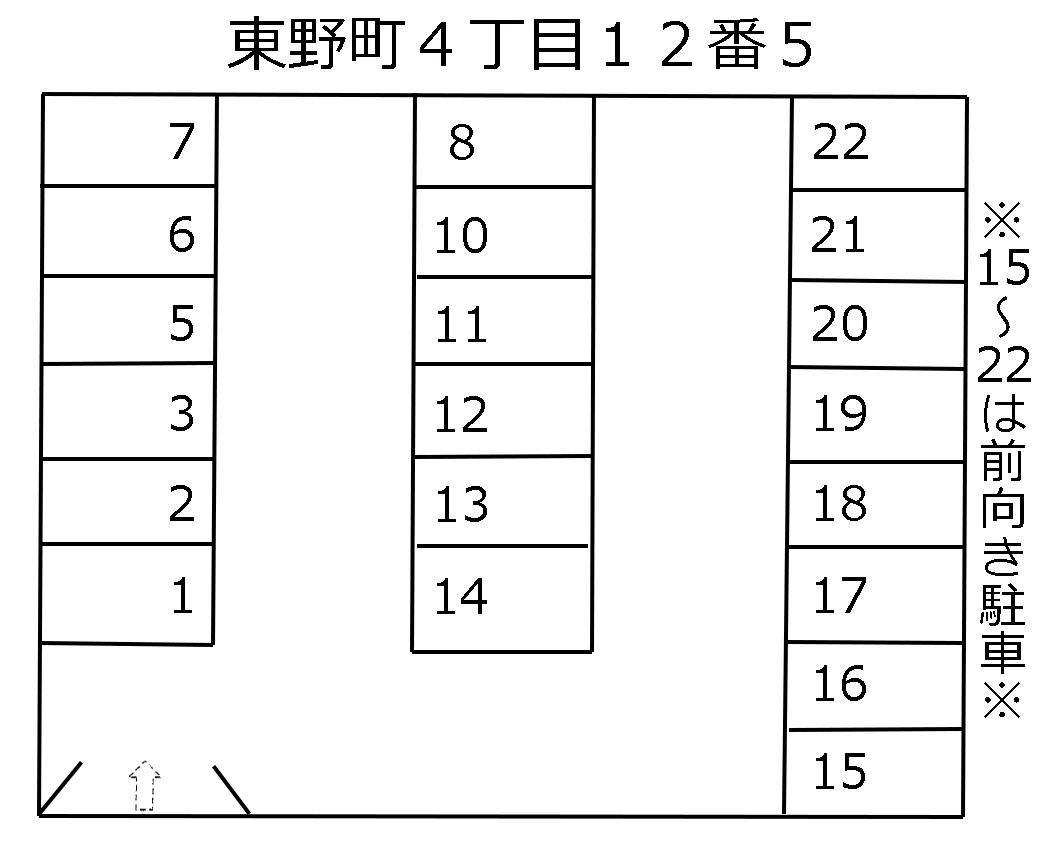 東野町4丁目12番5の駐車配置図