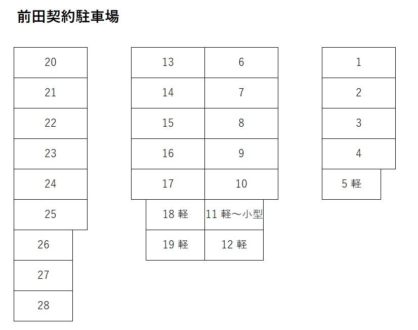 前田契約駐車場の駐車配置図
