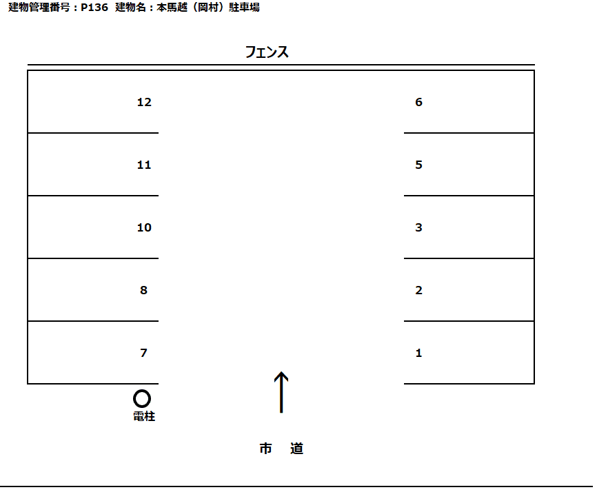 本馬越(岡村)駐車場の駐車配置図