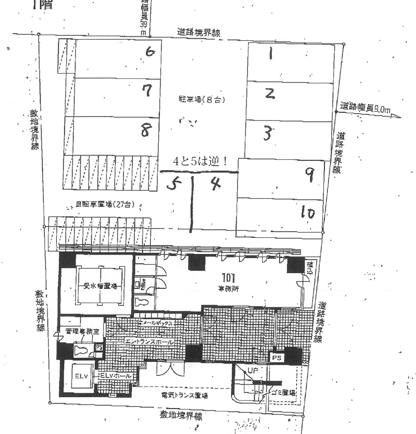 スカイコート神奈川新町の駐車配置図