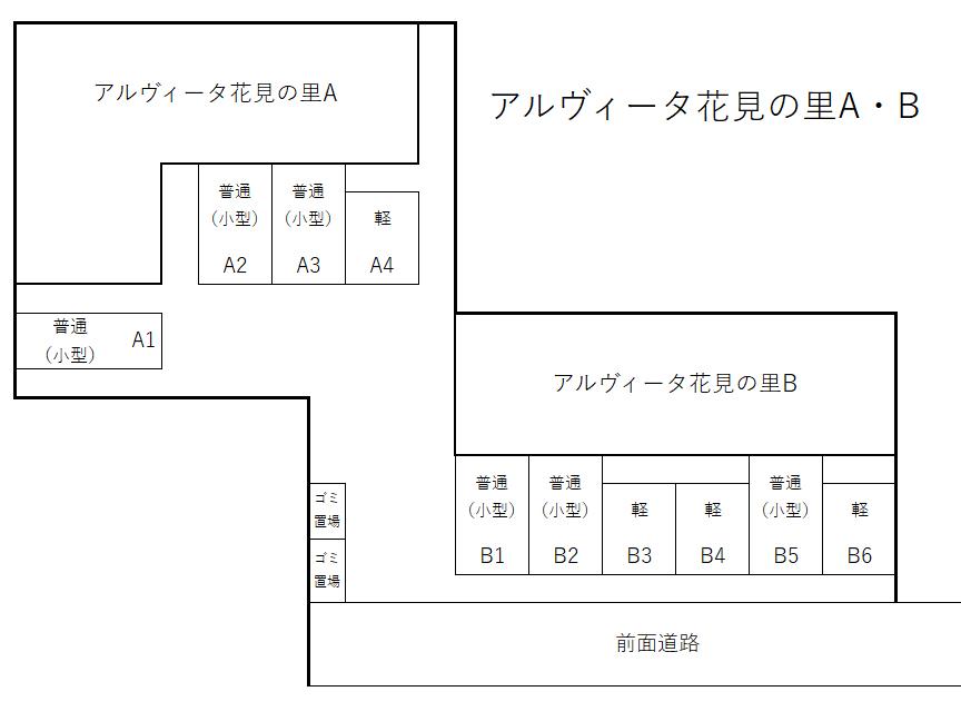 アルヴィータ花見の里A・Bの駐車配置図