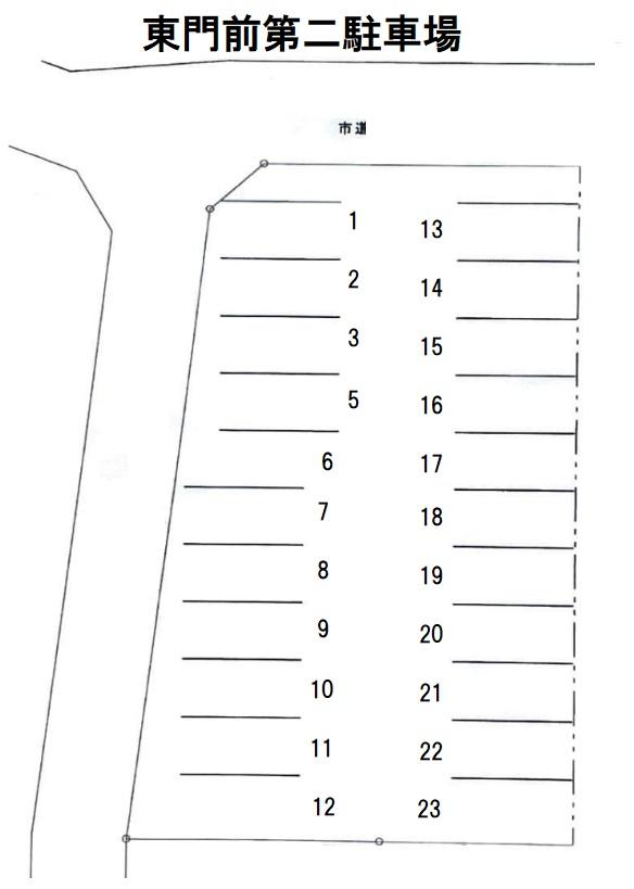 東門前第二駐車場の駐車配置図