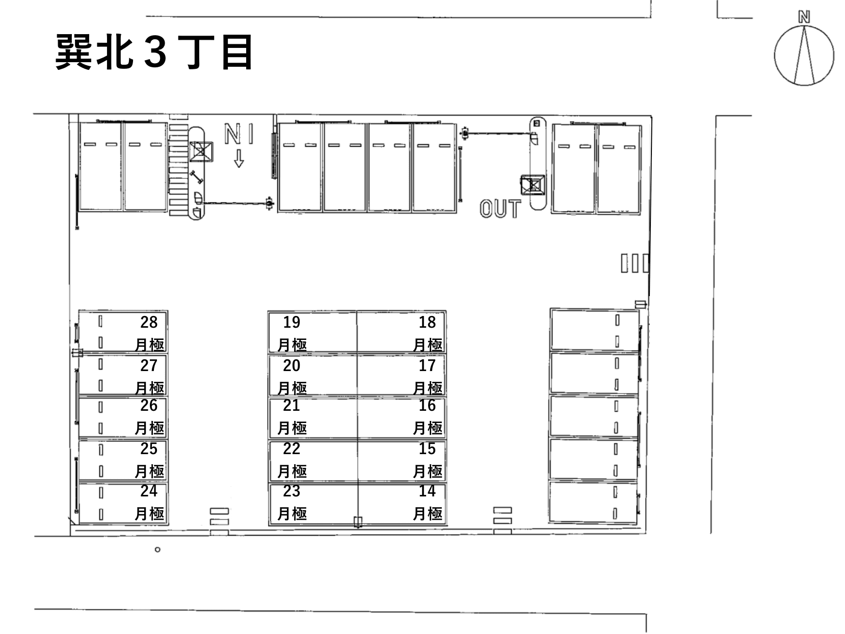 巽北3丁目の駐車配置図