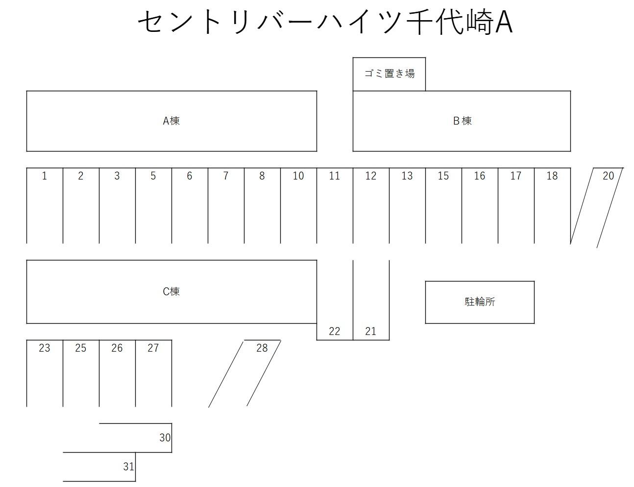 セントリバーハイツ千代崎Aの駐車配置図