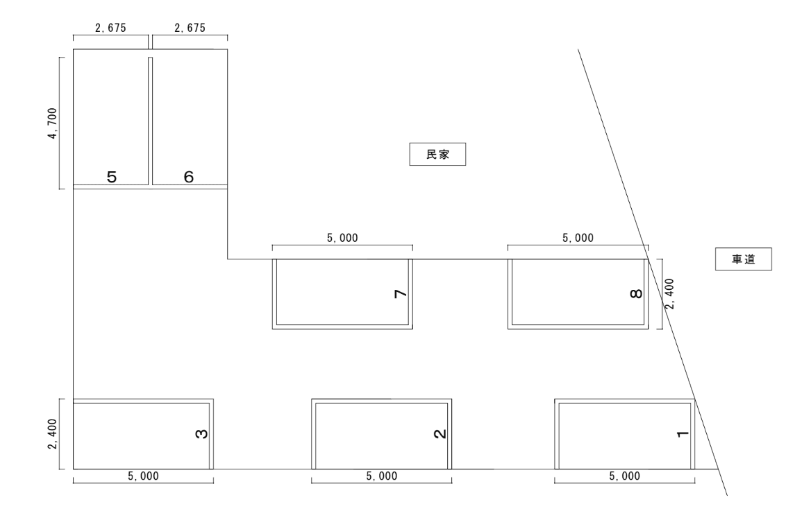 パーキングスペース古町通12番町月極駐車場の駐車配置図