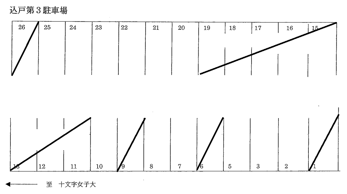 込戸第3駐車場の駐車配置図