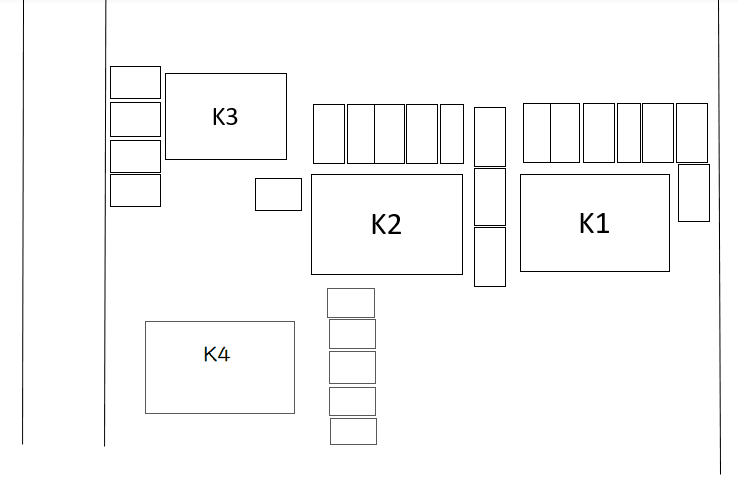 コーポK1・K2・K3・K4の駐車配置図