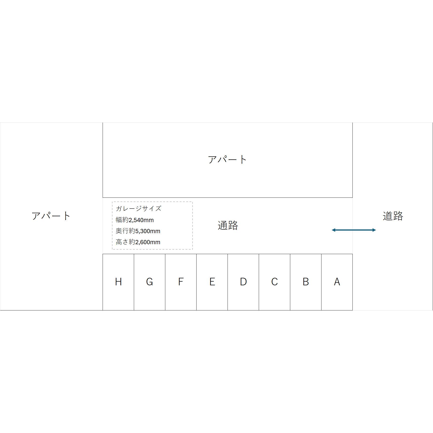 ガレージ宝の駐車配置図