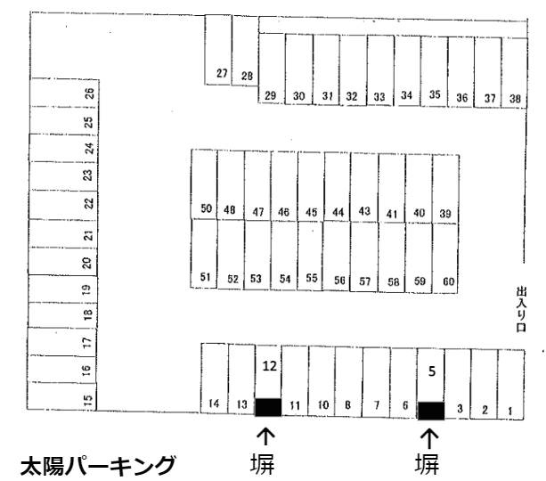 太陽パーキングの駐車配置図