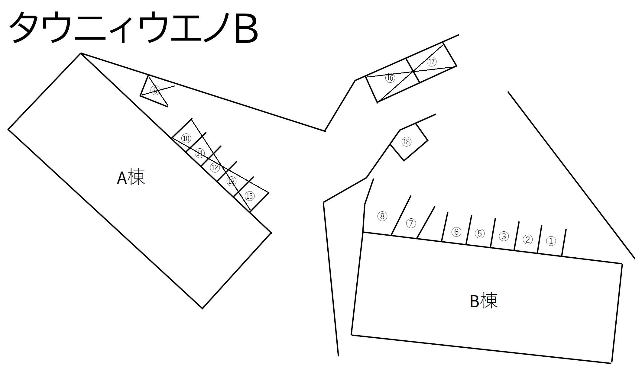 タウニィウエノBの駐車配置図