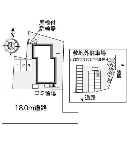 ボヌール(30056) 敷地外駐車場の駐車配置図