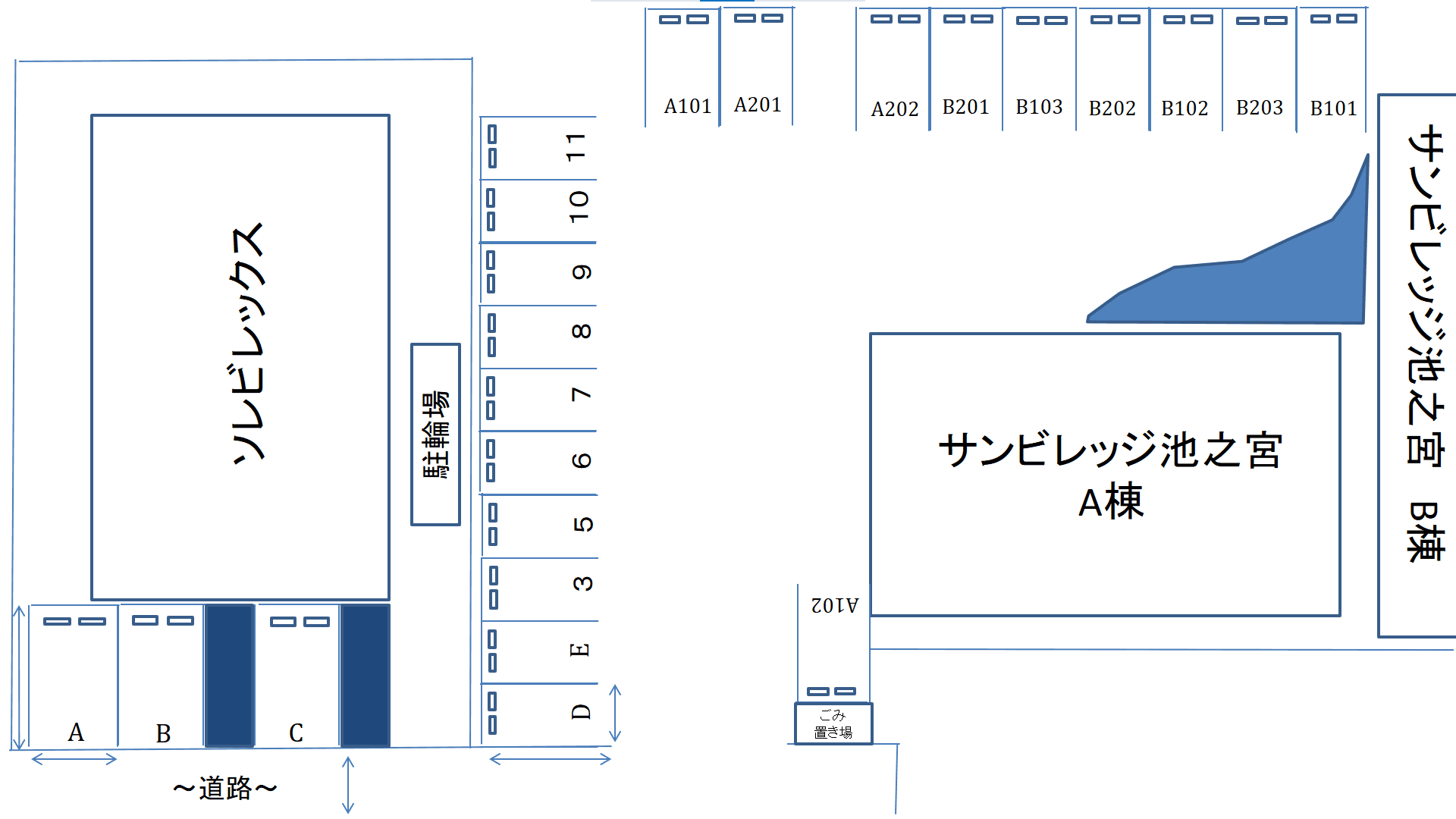 ソレビレックスの駐車配置図