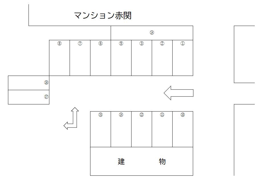 マンション赤関駐車場の駐車配置図