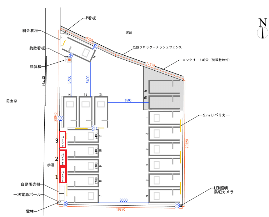 【バイク】Dパーキング武庫之荘5丁目第1の駐車配置図