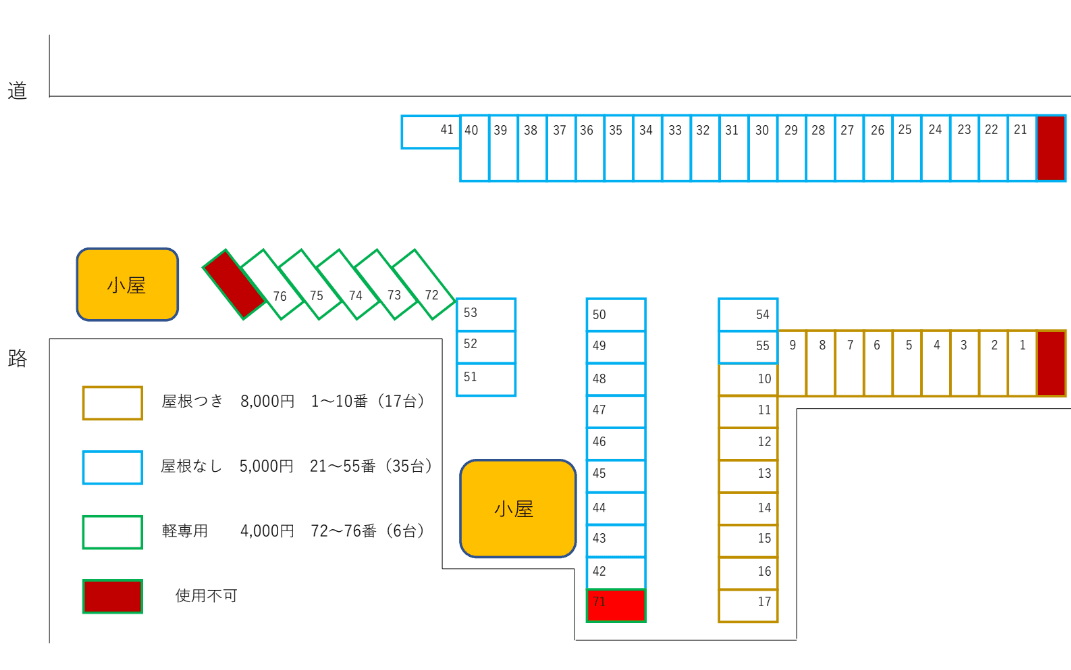 中央モータープールの駐車配置図