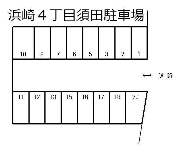 浜崎4丁目須田駐車場の駐車配置図