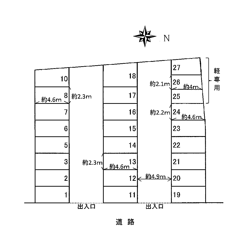 第二墨染フジモータープールの駐車配置図