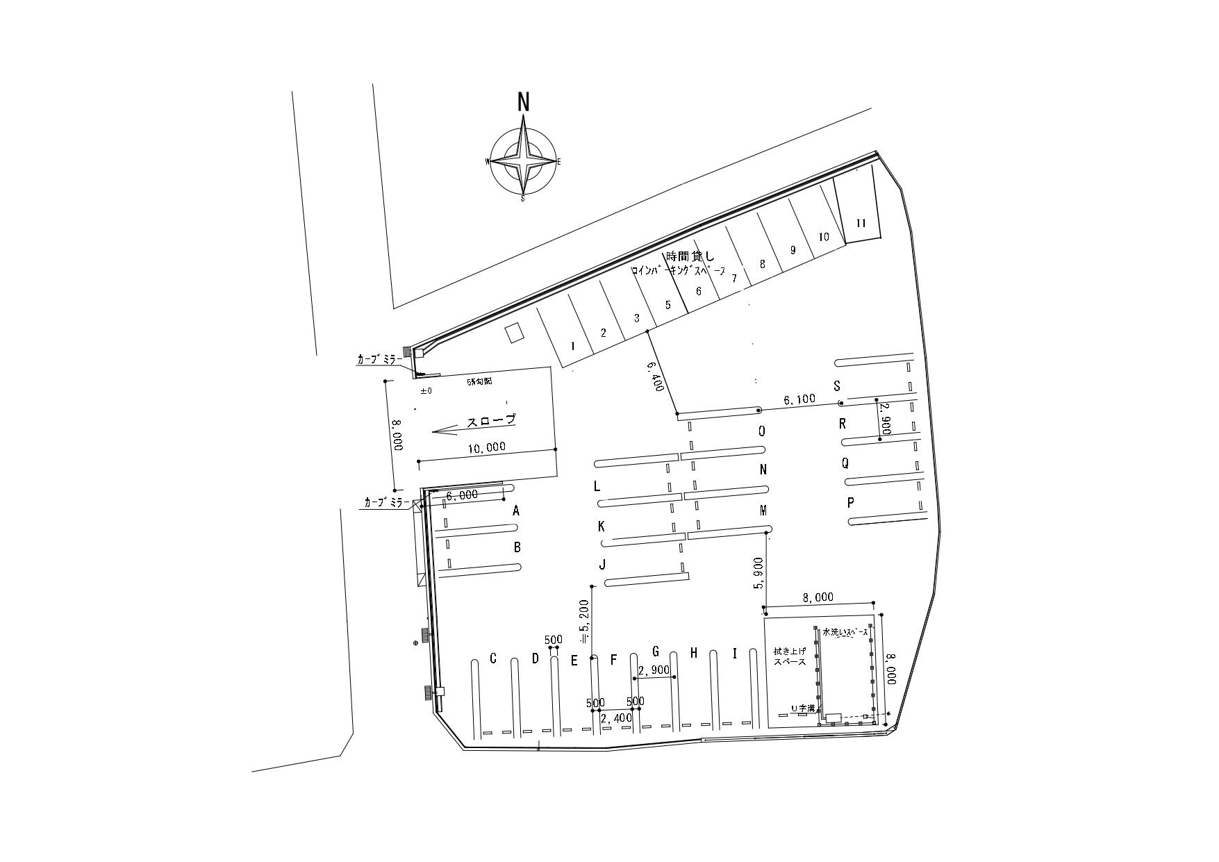 西野離宮町ガレージの駐車配置図