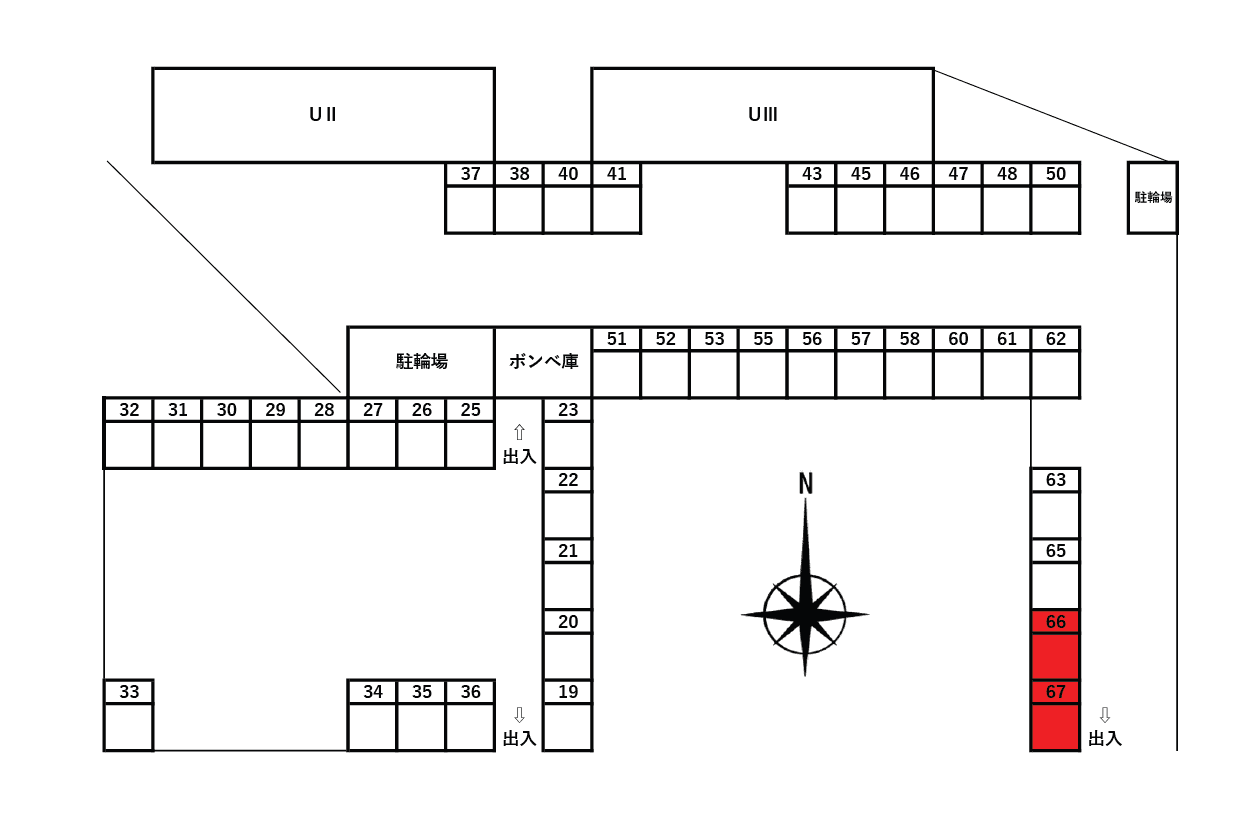 ディアスUⅡ・UⅢ外貸駐車場の駐車配置図