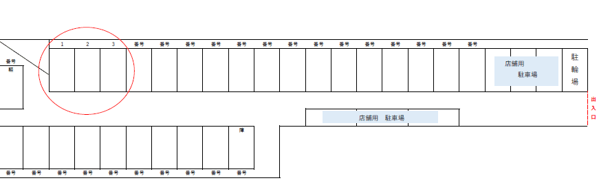 大橋駐車場 Ⅱの駐車配置図